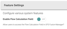 Enable Flow Calculations Field button